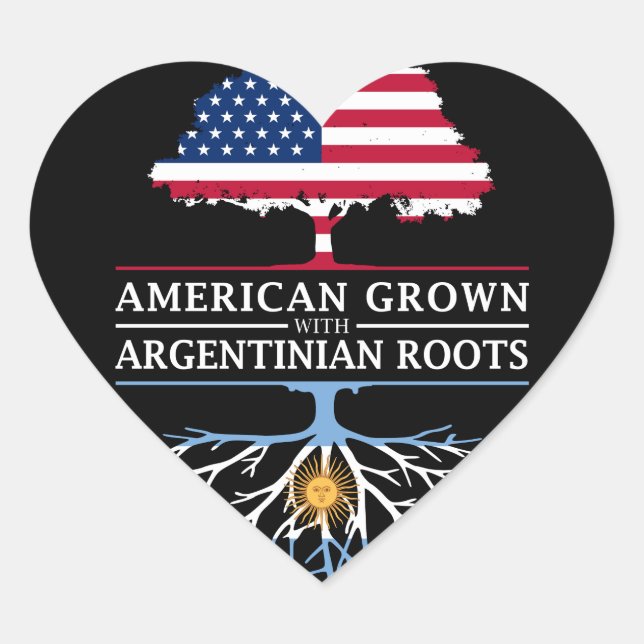 American Grown with Argentine Roots   Argentina Heart Sticker (Front)
