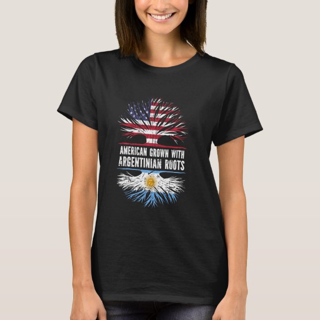 American Grown With Argentinian Roots Usa Flag Arg T-Shirt (Front)