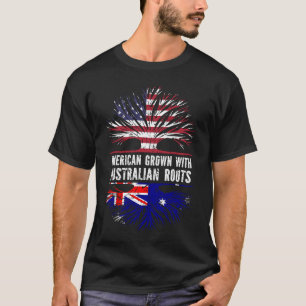 American Grown with Australian Roots USA Flag T-Shirt