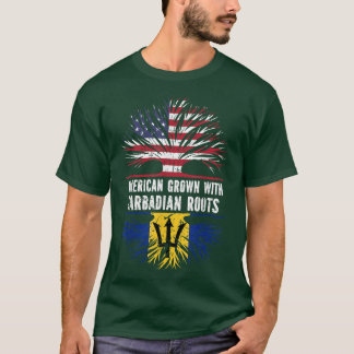 American Grown with Barbadian Roots USA Flag Barba T-Shirt