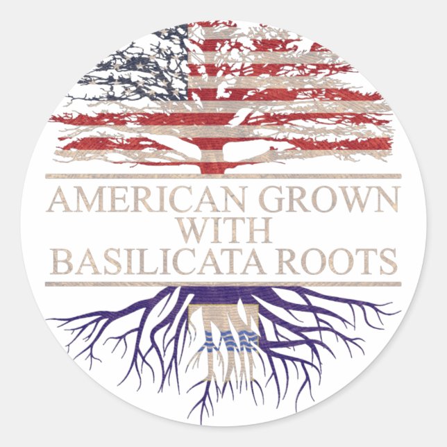 American grown with basilicata roots classic round sticker (Front)