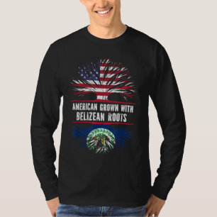 American Grown with Belizean Roots USA Flag Belise T-Shirt