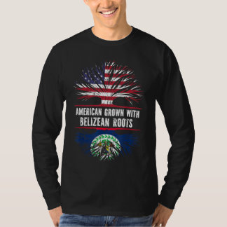 American Grown with Belizean Roots USA Flag Belise T-Shirt