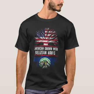 American Grown With Belizean Roots Usa Flag Belise T-Shirt