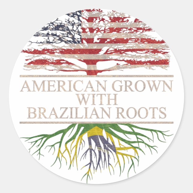 American grown with brazilian roots classic round sticker (Front)
