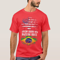 American Grown with Brazilian Roots USA Flag Brazi