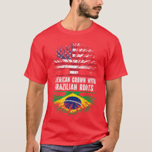 American Grown with Brazilian Roots USA Flag Brazi T-Shirt