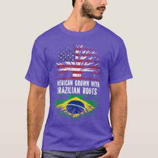 American Grown with Brazilian Roots USA Flag Brazi T-Shirt