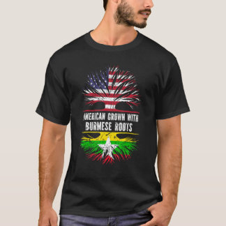 American Grown With Burmese Roots Usa Flag Myanmar T-Shirt