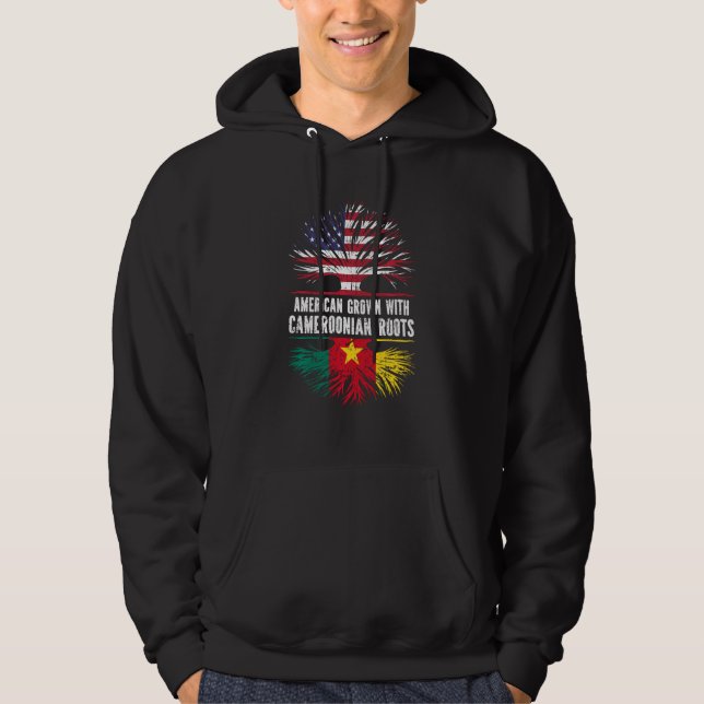 American Grown With Cameroonian Roots Usa Flag Cam Hoodie (Front)