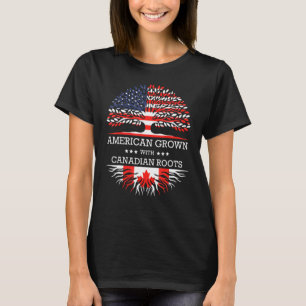 American Grown With Canadian Roots Usa Flag T-Shirt