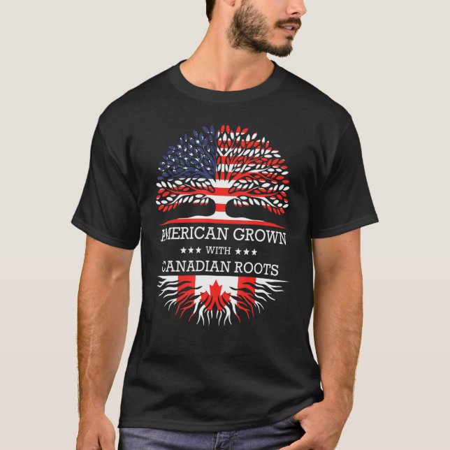 American Grown With Canadian Roots Usa Flag T-Shirt (Front)