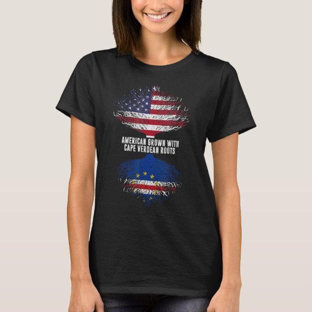 American Grown With Cape Verdean Roots Usa Flag Ca T-Shirt (Front)
