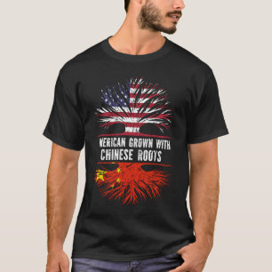 American Grown with Chinese Roots USA Flag T-Shirt