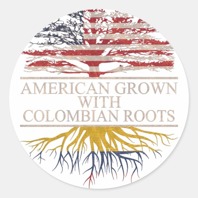 American grown with colombian roots classic round sticker (Front)