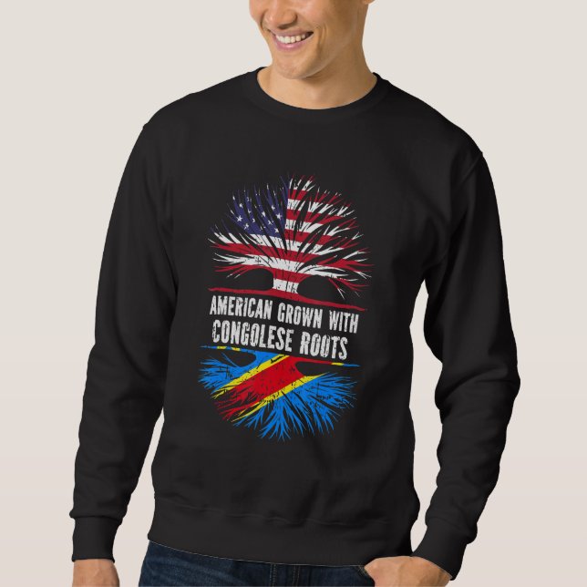 American Grown With Congolese Roots Usa Flag Congo Sweatshirt (Front)