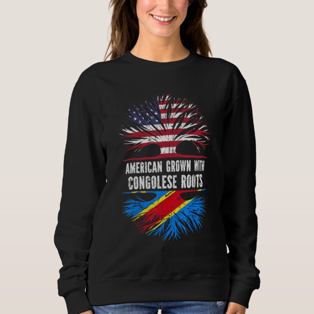 American Grown With Congolese Roots Usa Flag Congo Sweatshirt (Front)