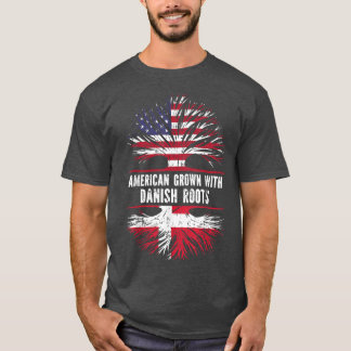 American Grown with Danish Roots USA Flag Denmark  T-Shirt