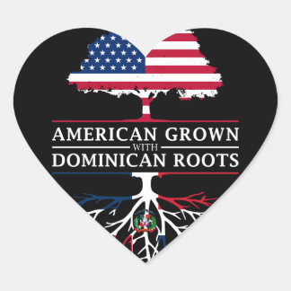 American Grown with Dominican Roots Dominican Heart Sticker