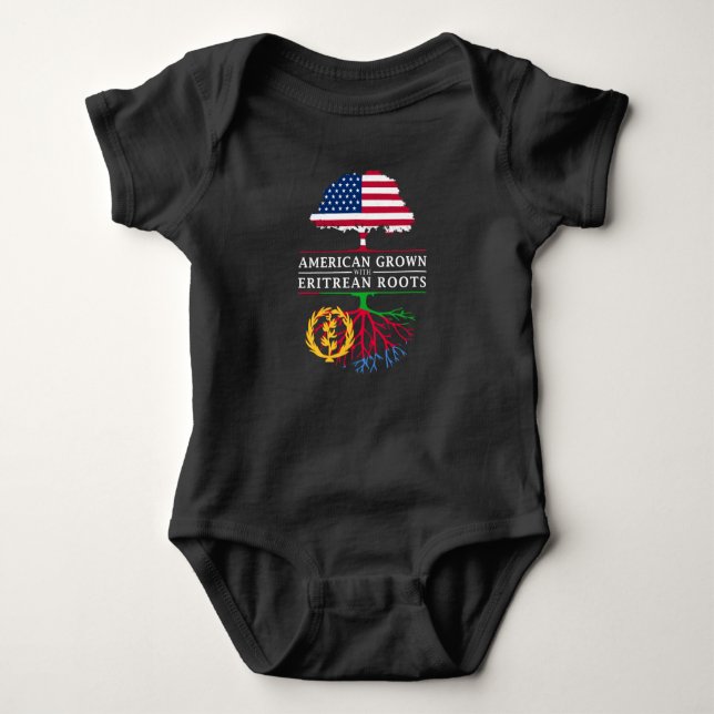 American Grown with Eritrean Roots   Eritrea Baby Bodysuit (Front)