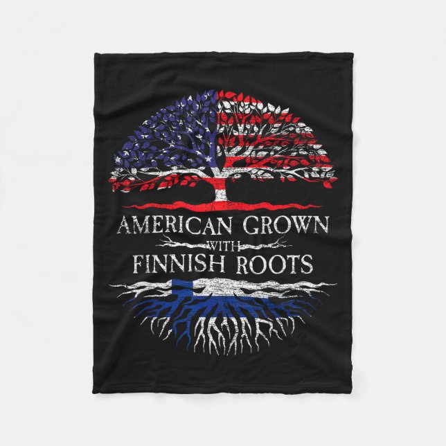 American Grown With Finnish Roots Finland  Fleece Blanket (Front)