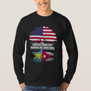 American Grown with Flag Heritage Bahamian Cuban R T-Shirt