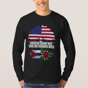American Grown with Flag Heritage Cuban Dominica R T-Shirt