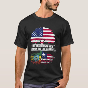 American Grown with Flag Heritage Ethiopian Liberi T-Shirt