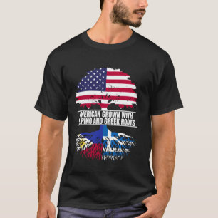 American Grown with Flag Heritage Filipino Greek R T-Shirt