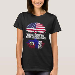 American Grown with Flag Heritage French Haitian R T-Shirt