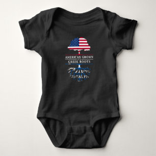 American Grown with Greek Roots Greece Design Baby Bodysuit