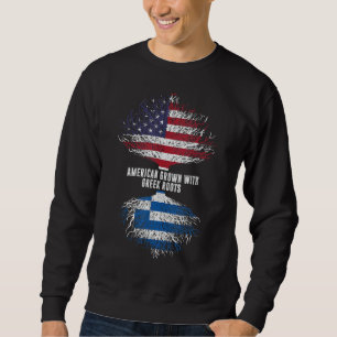 American Grown With Greek Roots Usa Flag Greece Sweatshirt