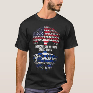American Grown with Greek Roots USA Flag T-Shirt