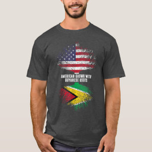 American Grown with Guyanese Roots USA Flag Guyana T-Shirt