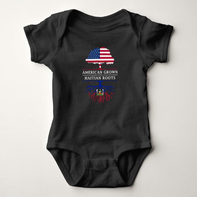 American Grown with Haitian Roots   Haiti Design Baby Bodysuit (Front)