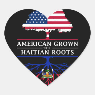 American Grown with Haitian Roots Haiti Design Heart Sticker