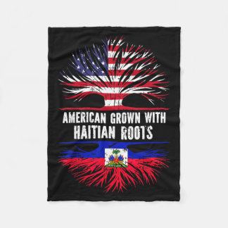American Grown With Haitian Roots Usa Flag Haiti  Fleece Blanket