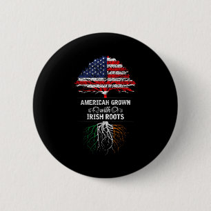 American Grown With Irish Roots 4th Of July Usa Fl 6 Cm Round Badge