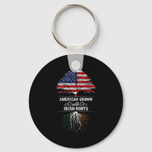 American Grown With Irish Roots 4th Of July Usa Fl Key Ring