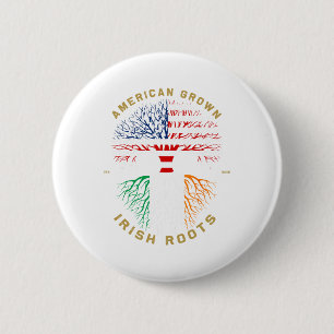 American Grown With Irish Roots Tree Usa Flag Uniq 6 Cm Round Badge