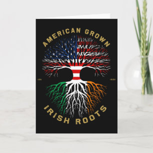 American Grown With Irish Roots Tree Usa Flag Uniq Card