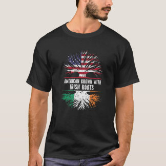 American Grown With Irish Roots USA Flag Ireland T-Shirt