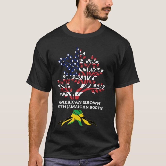 American Grown with Jamaican Roots, Jamaica Herita T-Shirt (Front)