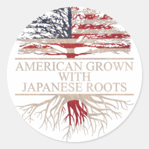 American grown with japanese roots classic round sticker