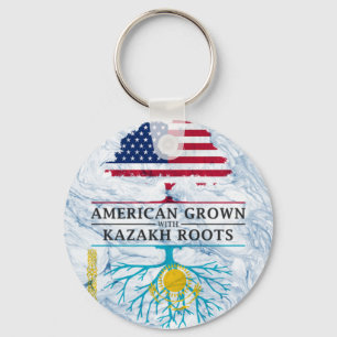 American Grown with Kazakh Roots Marble Style Key Ring