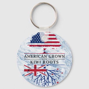 American Grown with Kiwi Roots Marble Style Design Key Ring