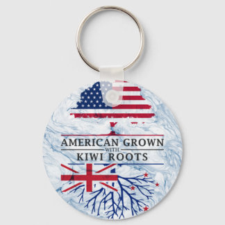 American Grown with Kiwi Roots Marble Style Design Key Ring