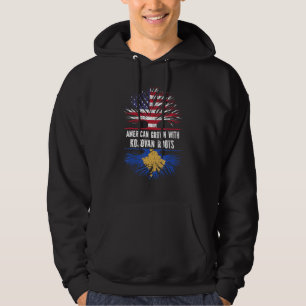 American Grown With Kosovan Roots Usa Flag Kosovo Hoodie