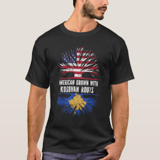 American Grown With Kosovan Roots Usa Flag Kosovo T-Shirt