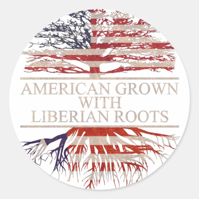 American grown with liberian roots classic round sticker (Front)